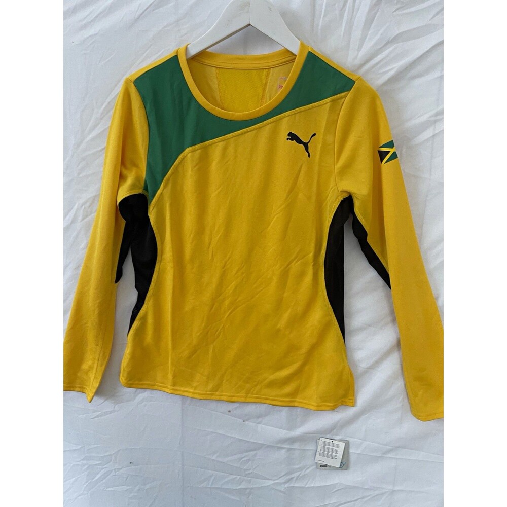 Puma Jamaica National Team Jersey Women- M Yellow Green Black Long Sleeve-New